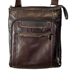 Daniel Leather Men Crossbody Bag Messenger Brown Large Laptop